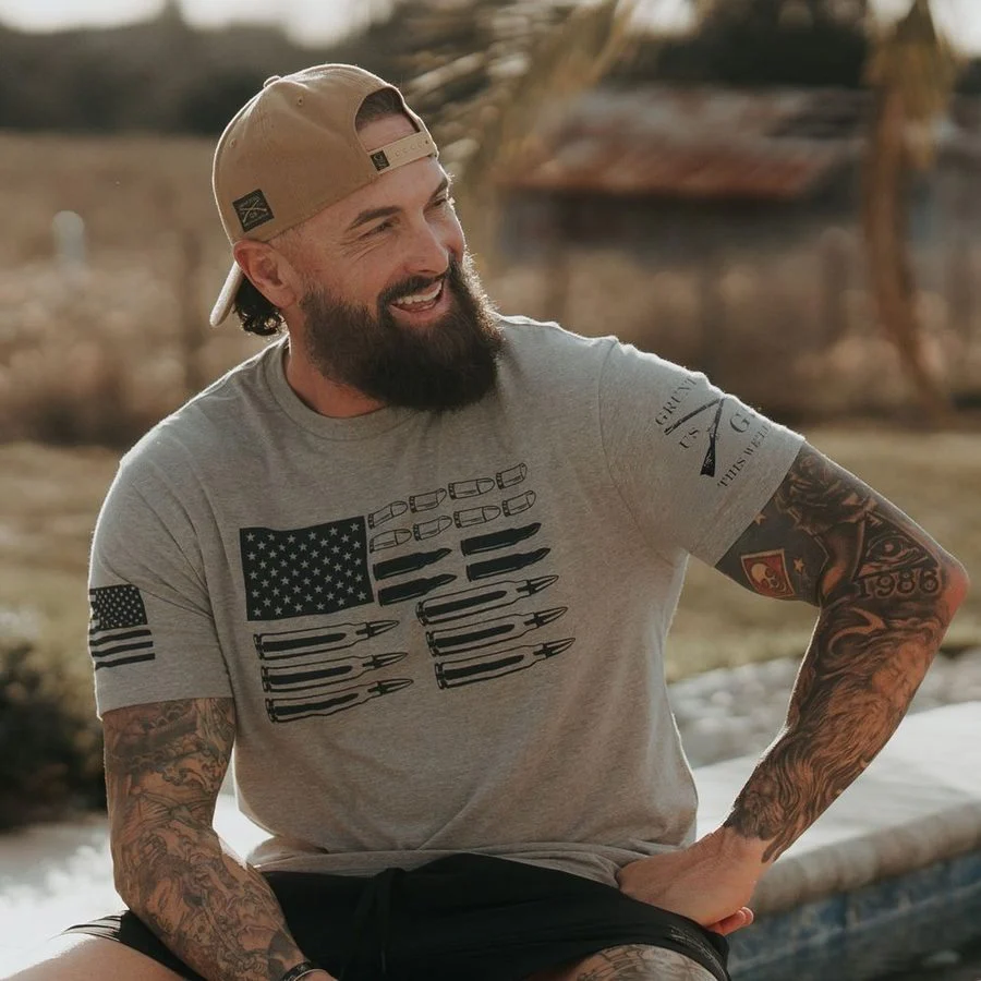 Ammo Flag T-Shirt - Dark Heather Gray - Image 4