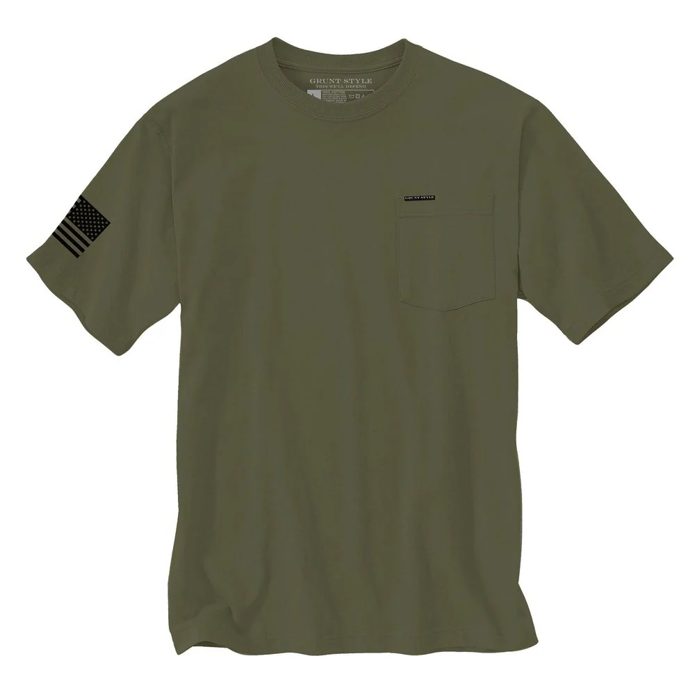 Basic Heavyweight Pocket T-Shirt - Military Green