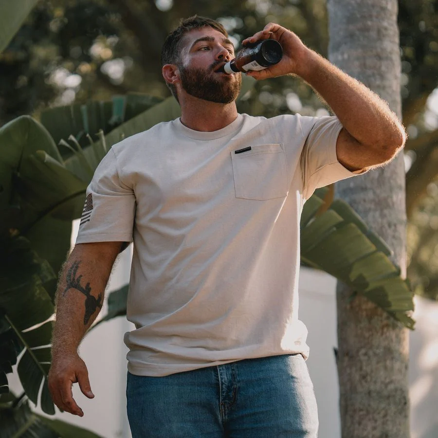 Basic Heavyweight Pocket T-Shirt - Sand - Image 3