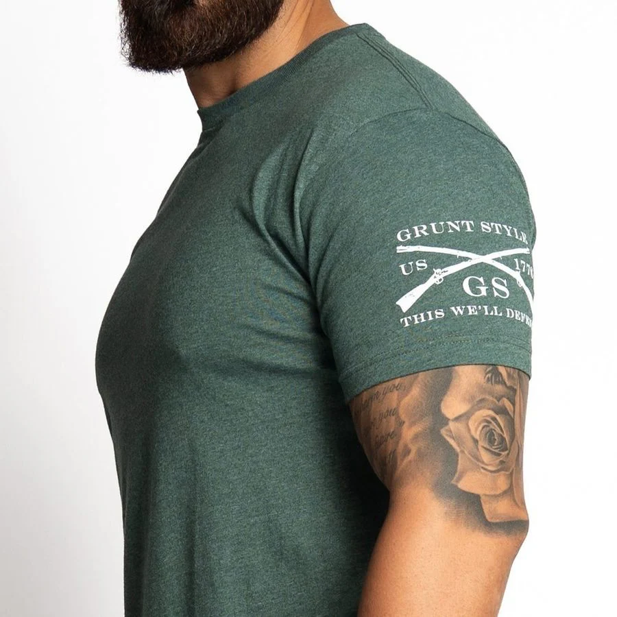 Basic T-Shirt - Heather Forest Green - Image 5