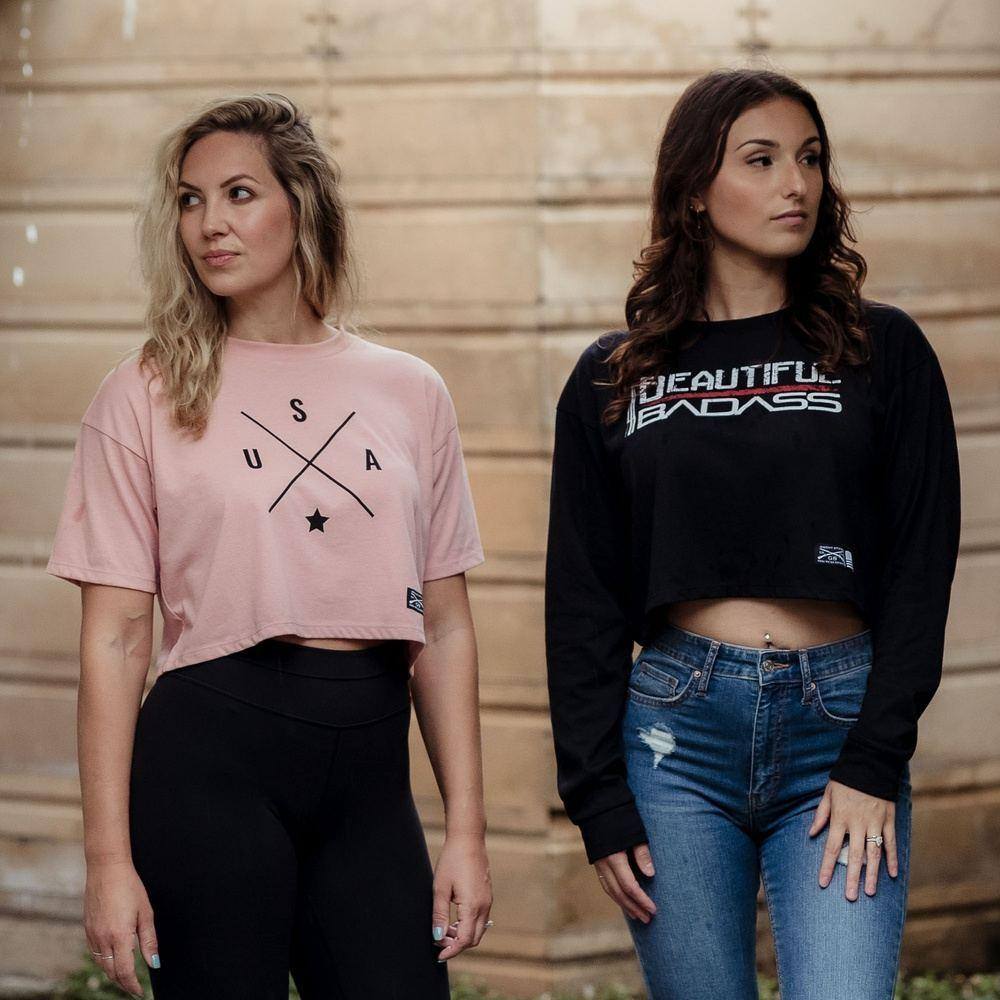 Women's Beautiful Badass Long Sleeve Cropped T-Shirt - Black - Image 6