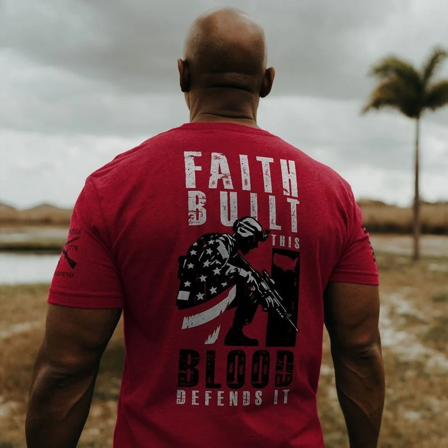 Blessed Be The Defender T-Shirt - Red - Image 2