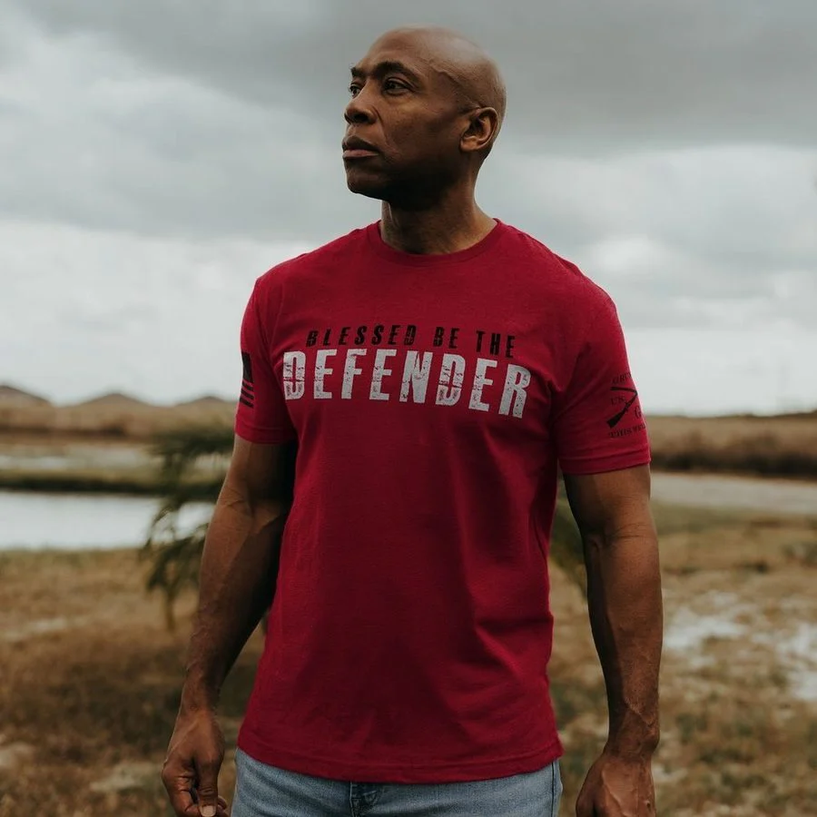 Blessed Be The Defender T-Shirt - Red - Image 3