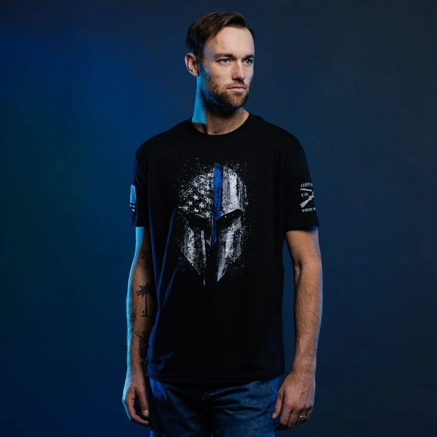 Blue Line Spartan T-Shirt - Black - Image 4