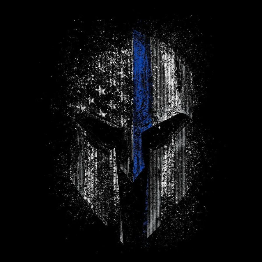 Blue Line Spartan T-Shirt - Black - Image 7
