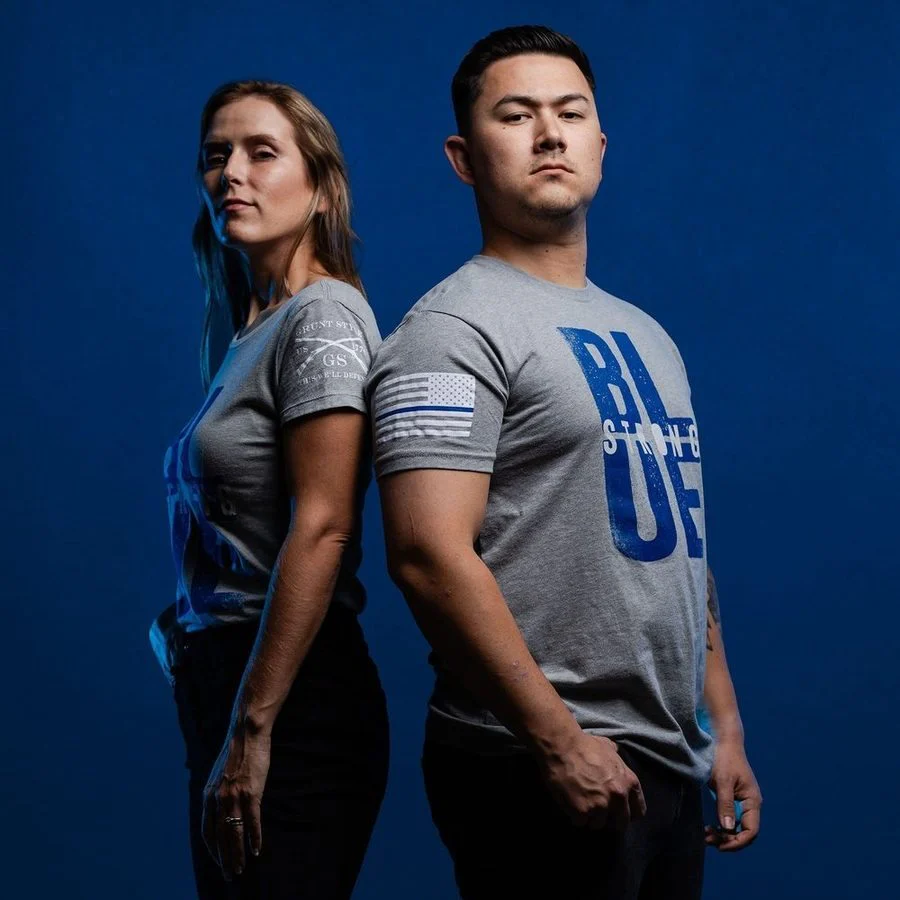 Blue Strong T-Shirt - Dark Heather Gray - Image 4