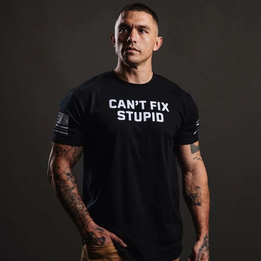 Can't Fix Stupid T-Shirt - Black - Image 3