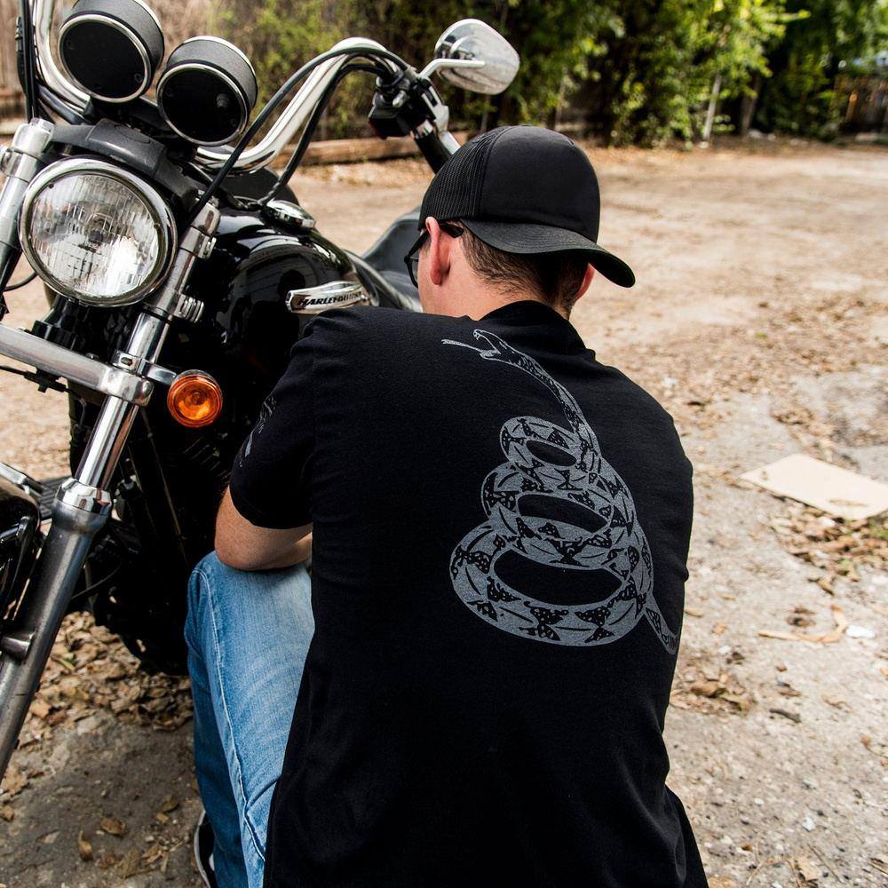 Don't Tread on Me Concealed Gadsden T-Shirt- Black - Image 3