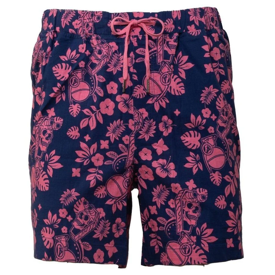 Getaway Casual Shorts - Tropical Death - Navy/Pink