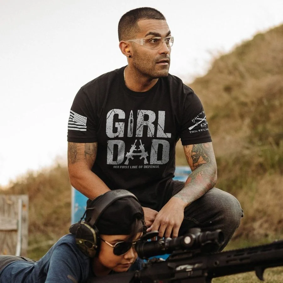 Girl Dad T-Shirt - Black - Image 3
