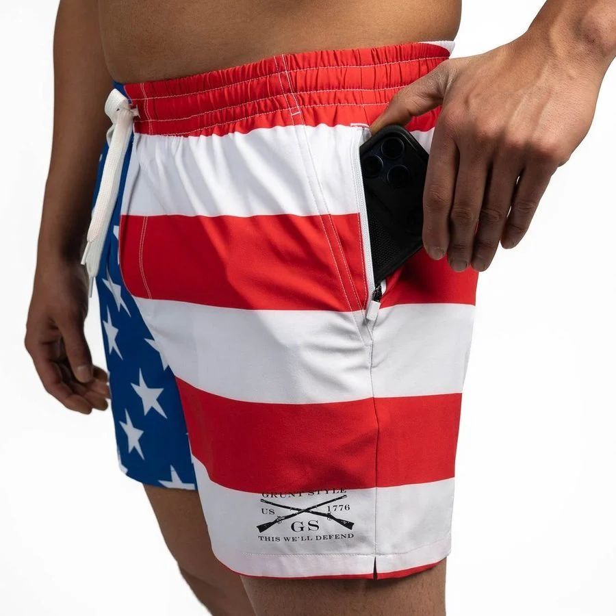 Grunt Short 5" Inseam - American Flag - Image 10