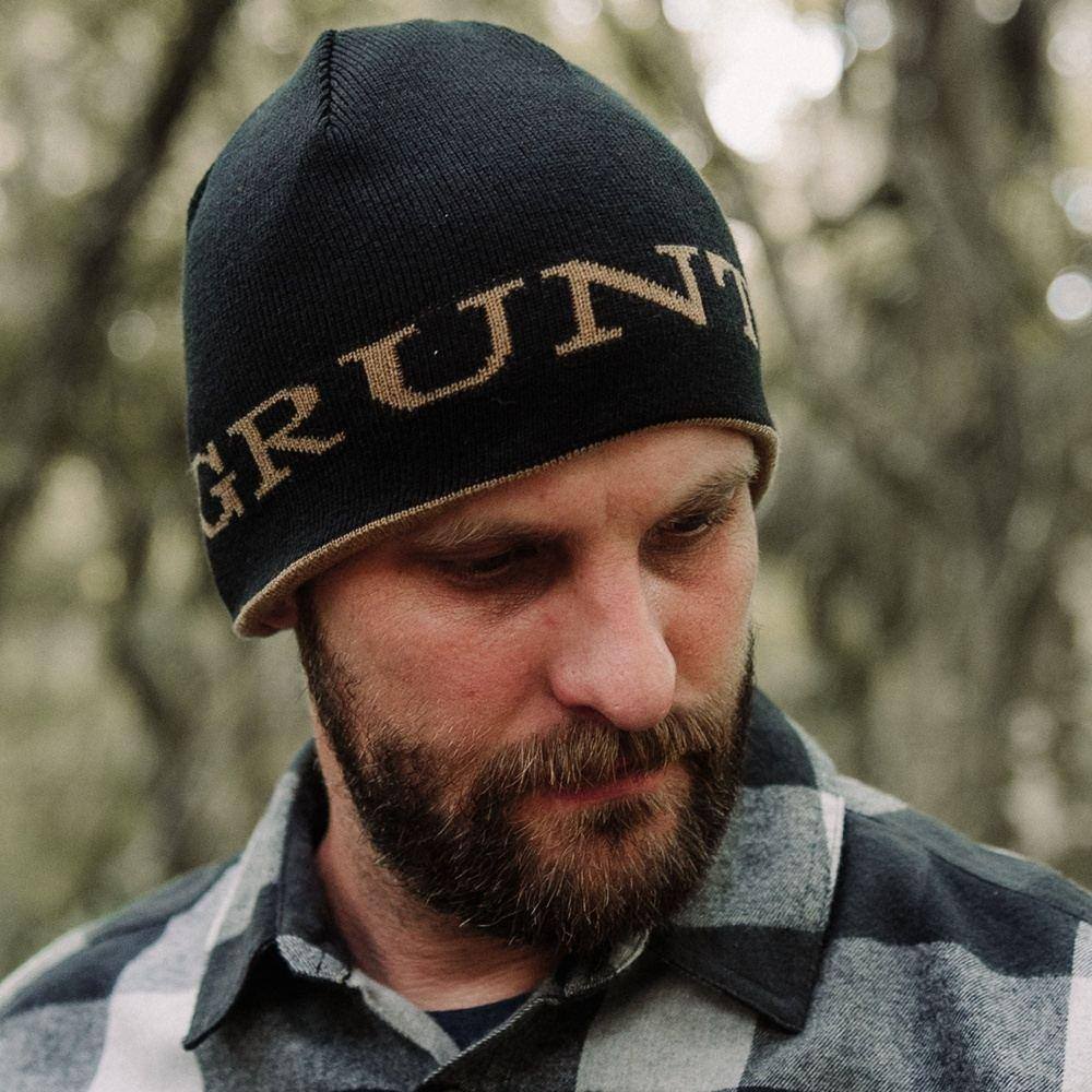 Reversible Skull Cap Beanie - Black and Tan - Image 4