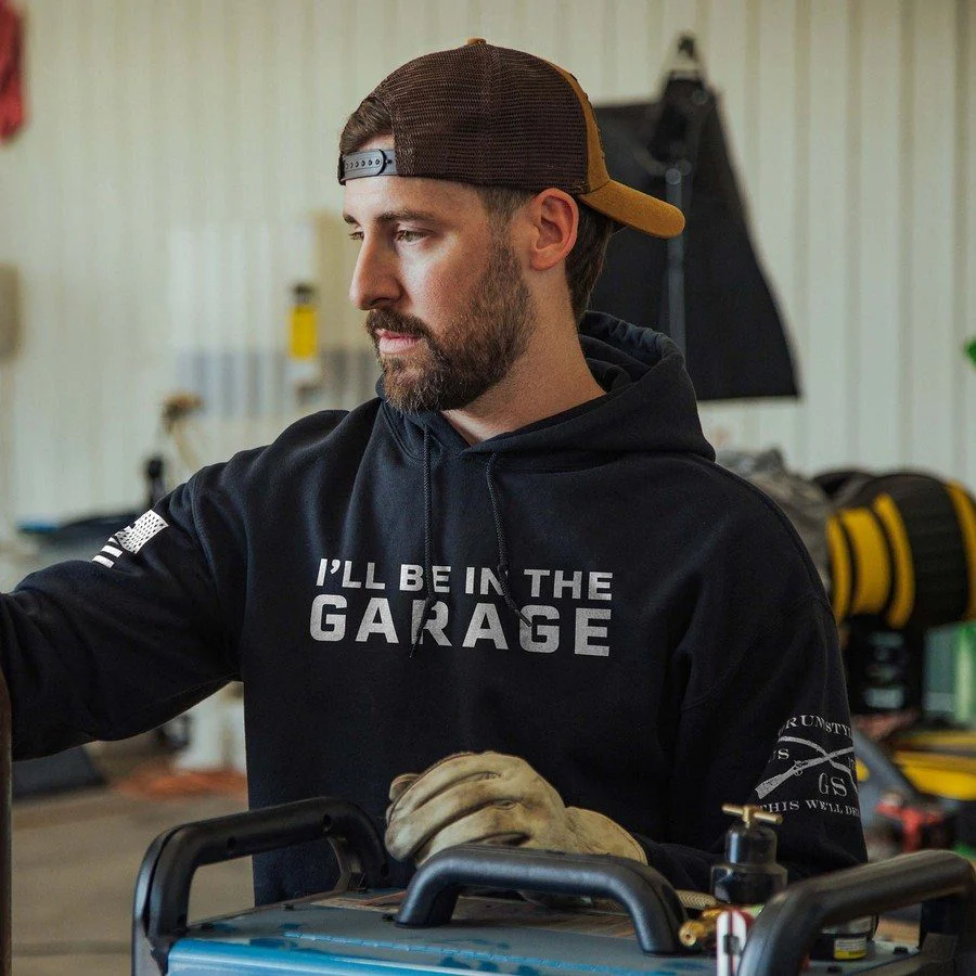 I'll Be In The Garage Hoodie - Black - Image 2