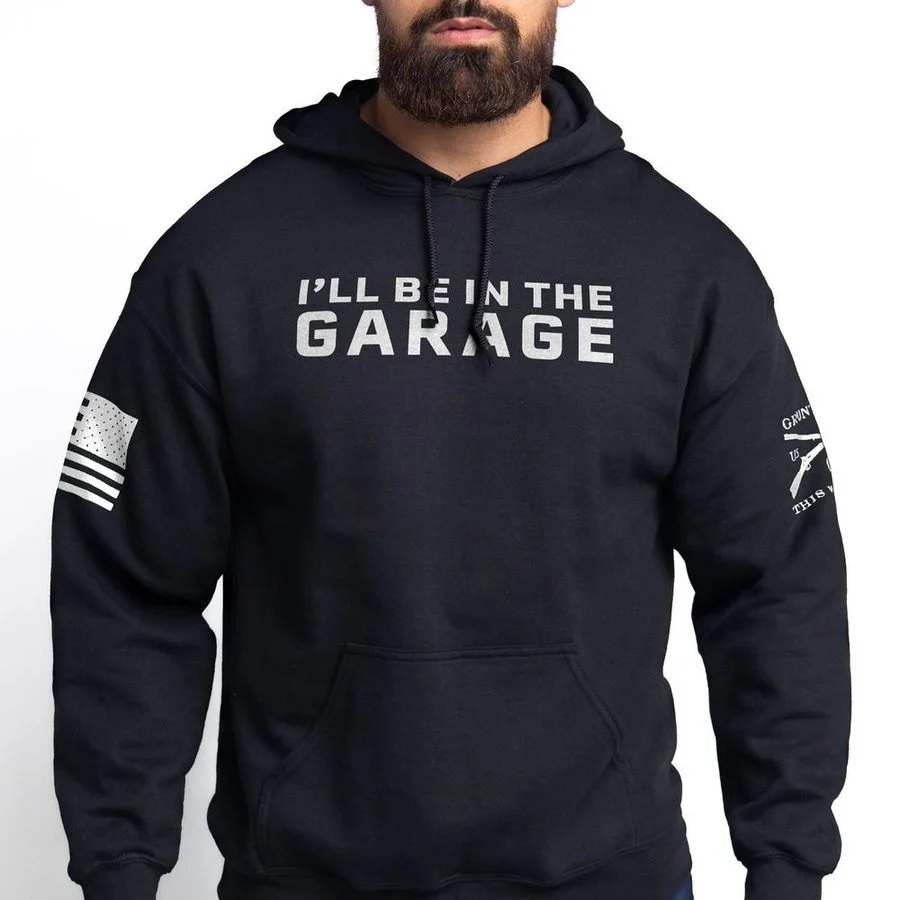 I'll Be In The Garage Hoodie - Black - Image 4