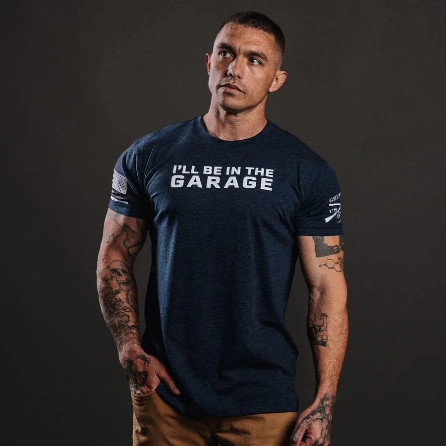 I'll Be In The Garage T-Shirt - Midnight Navy - Image 3