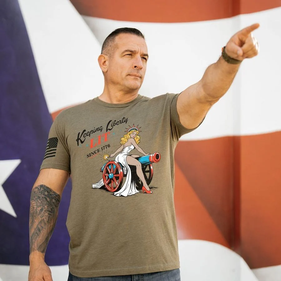 Keeping Liberty Lit T-Shirt - Military Green - Image 3