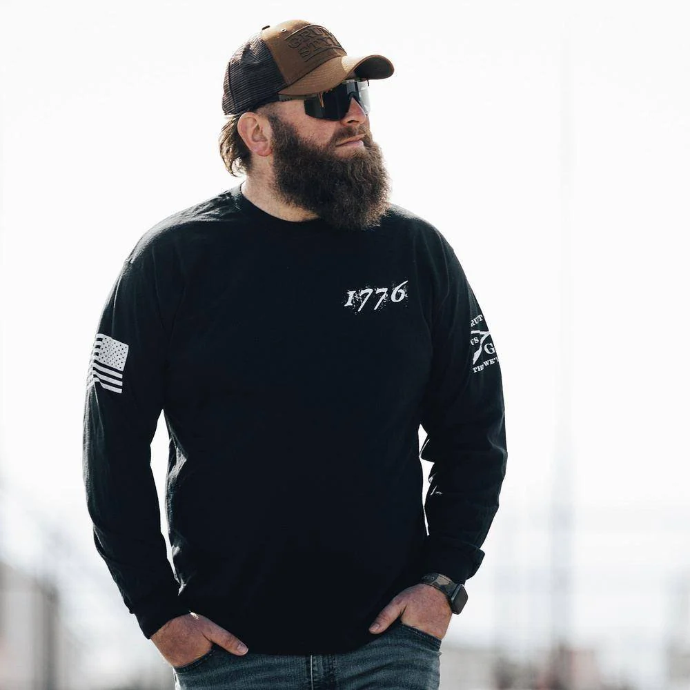 1776 Flag Long Sleeve - Black - Image 3