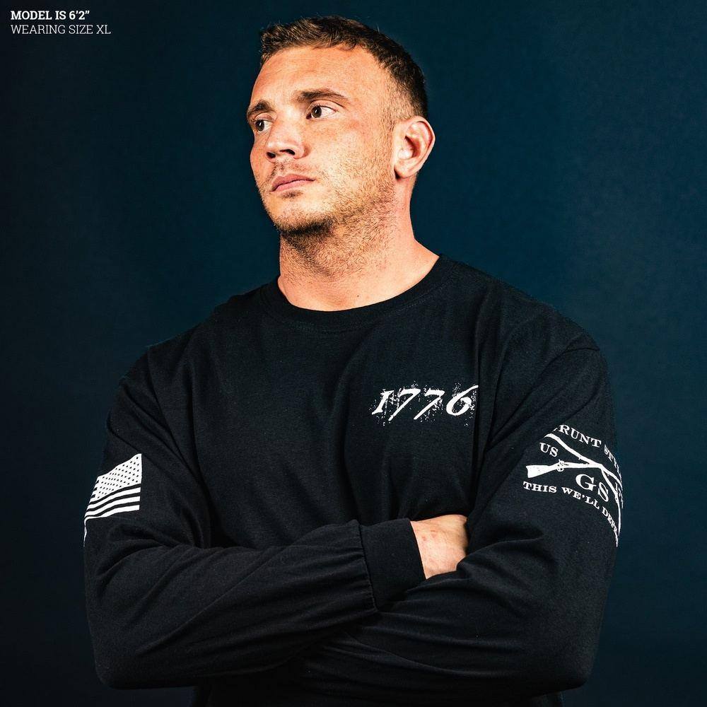 1776 Flag Long Sleeve - Black - Image 4