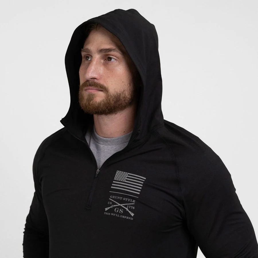 Men's All-Day 1/4 Zip Hoodie - Heather Black - Image 11