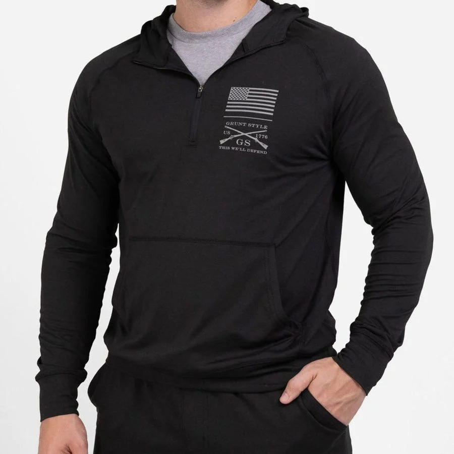 Men's All-Day 1/4 Zip Hoodie - Heather Black - Image 5