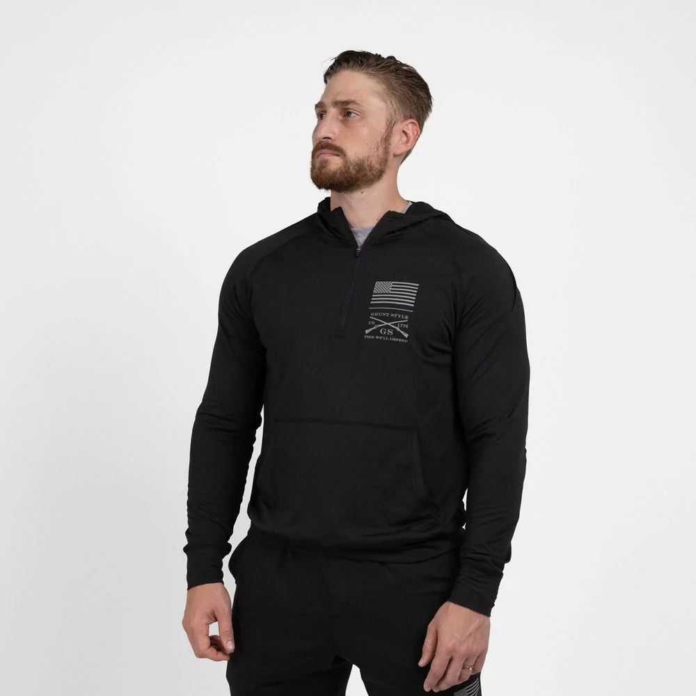 Men's All-Day 1/4 Zip Hoodie - Heather Black - Image 6