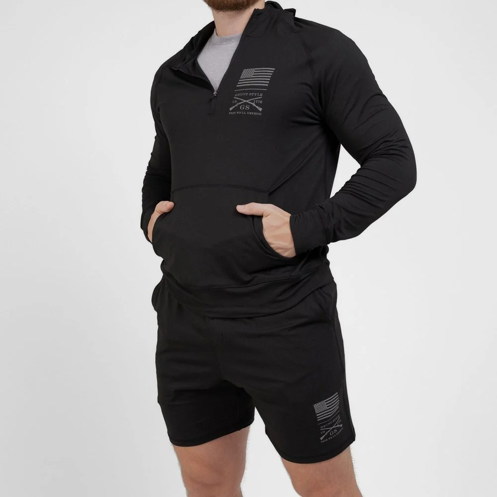 Men's All-Day 1/4 Zip Hoodie - Heather Black - Image 7