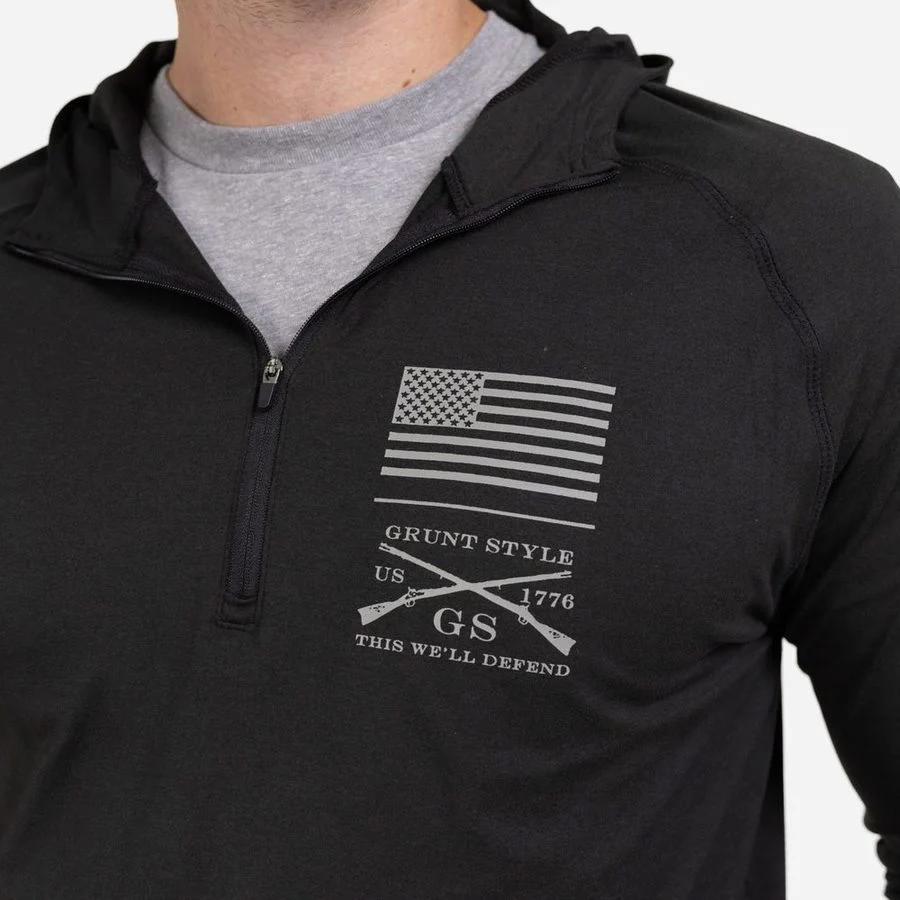 Men's All-Day 1/4 Zip Hoodie - Heather Black - Image 9