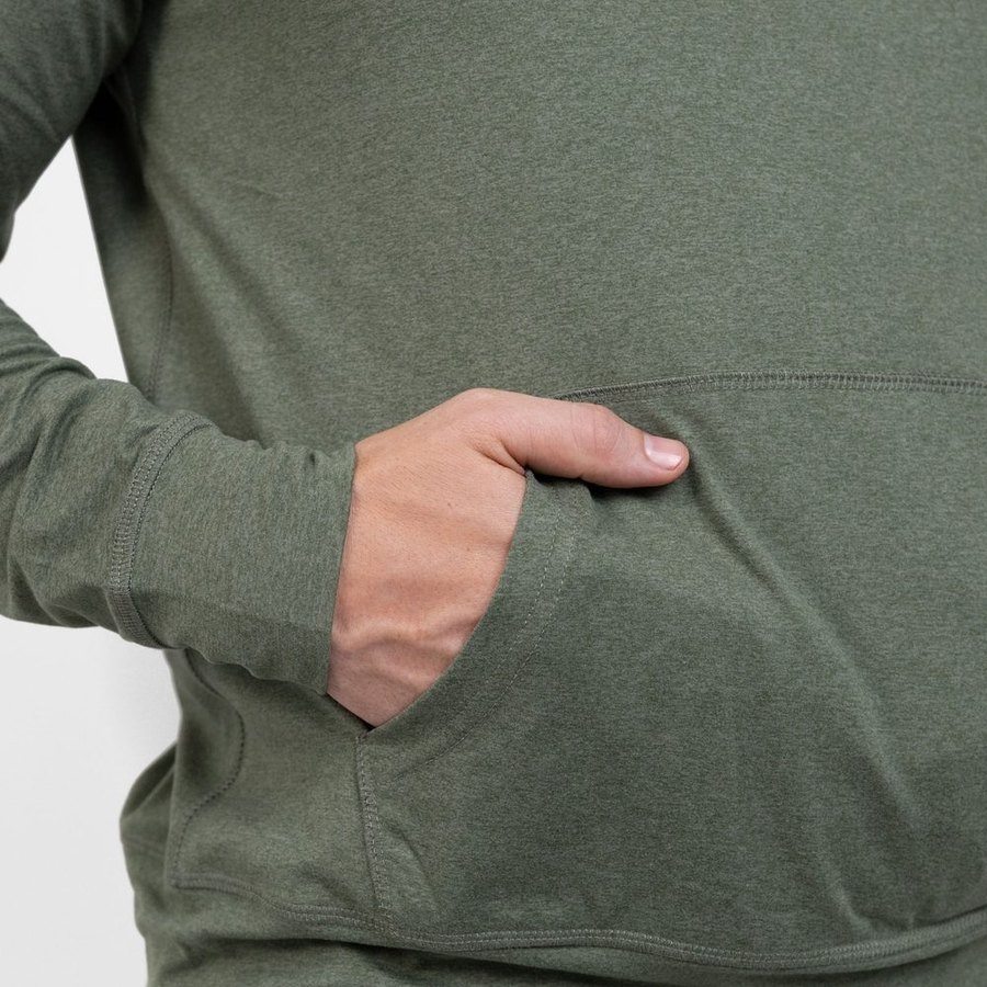 Men's All-Day 1/4 Zip Hoodie - Heather Military Green - Image 11