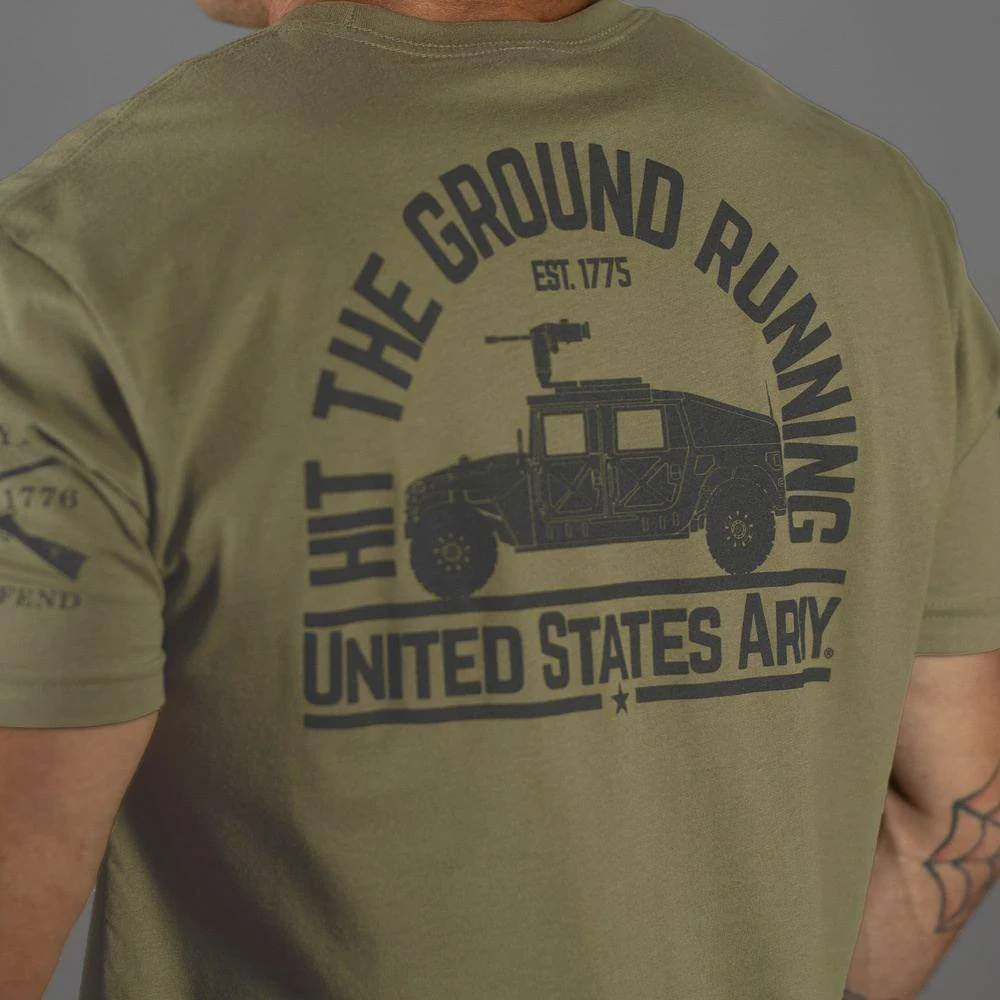 Army Hit The Ground Running T-Shirt - Military Green - Image 3