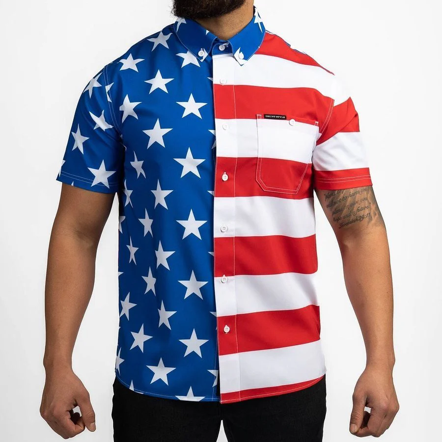 Men's Commander Button Down - American Flag - Image 5