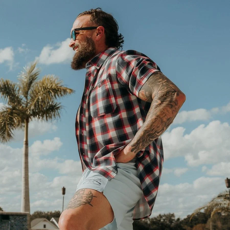 Men's Commander Button Down - Old Glory Plaid - Image 5