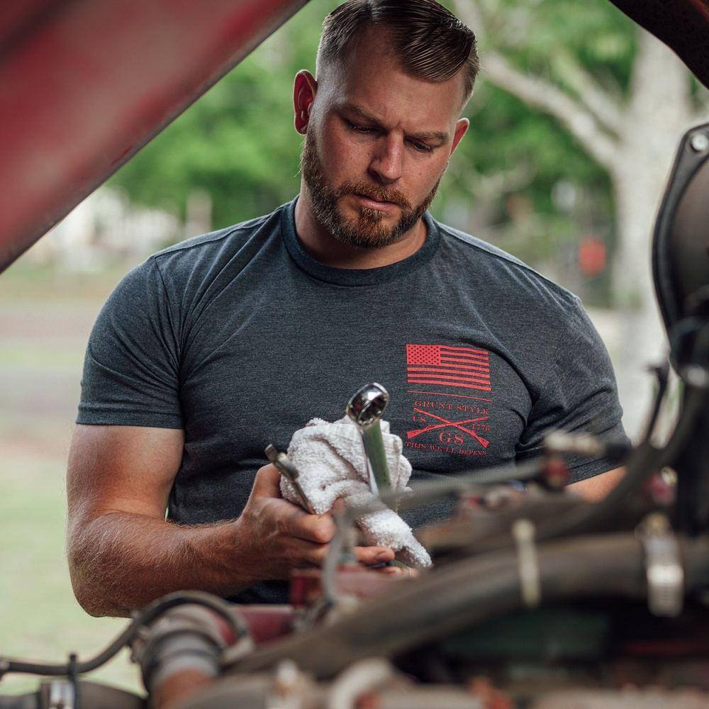 Red Blood Blue Collar® T-Shirt - Charcoal - Image 3