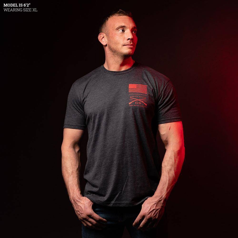 Red Blood Blue Collar® T-Shirt - Charcoal - Image 5