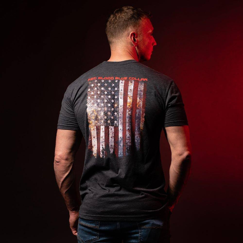 Red Blood Blue Collar® T-Shirt - Charcoal - Image 6