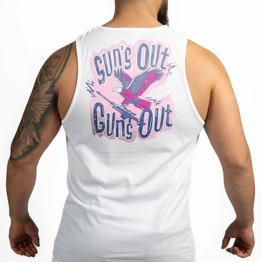 Men's Sun Out, Guns Out Tank - White - Image 5