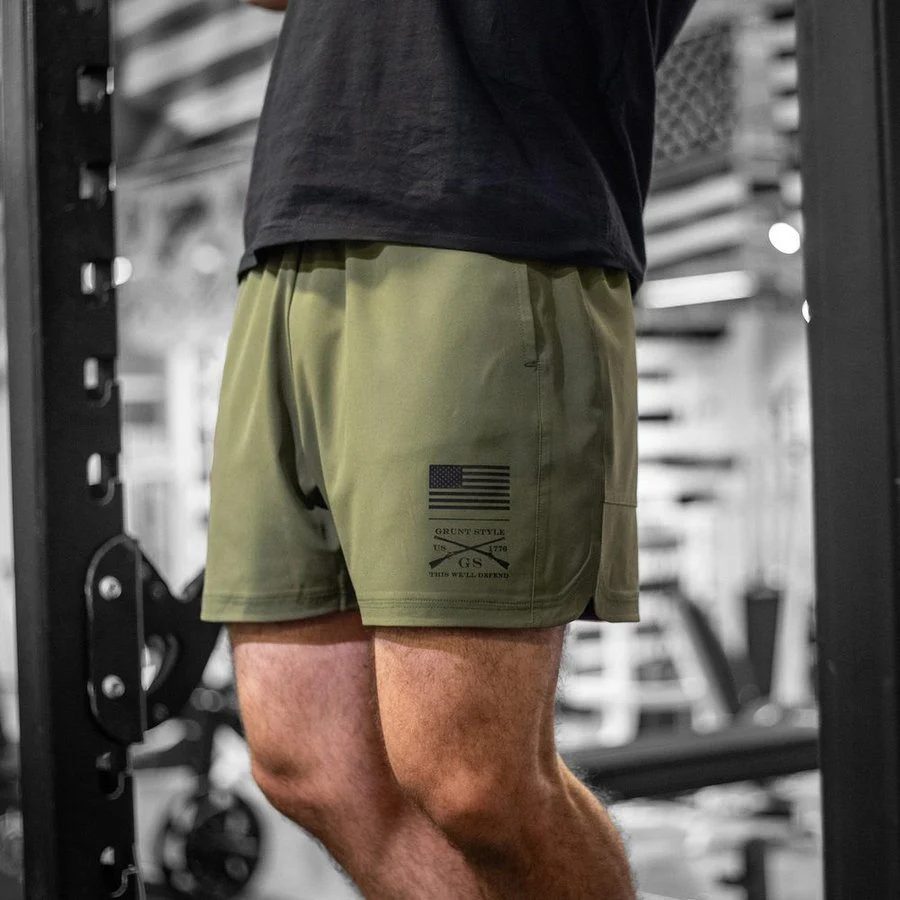 Men's Training Shorts - Military Green - Image 2