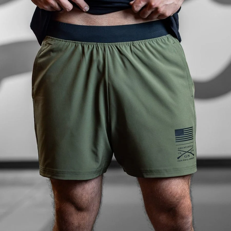 Men's Training Shorts - Military Green - Image 3