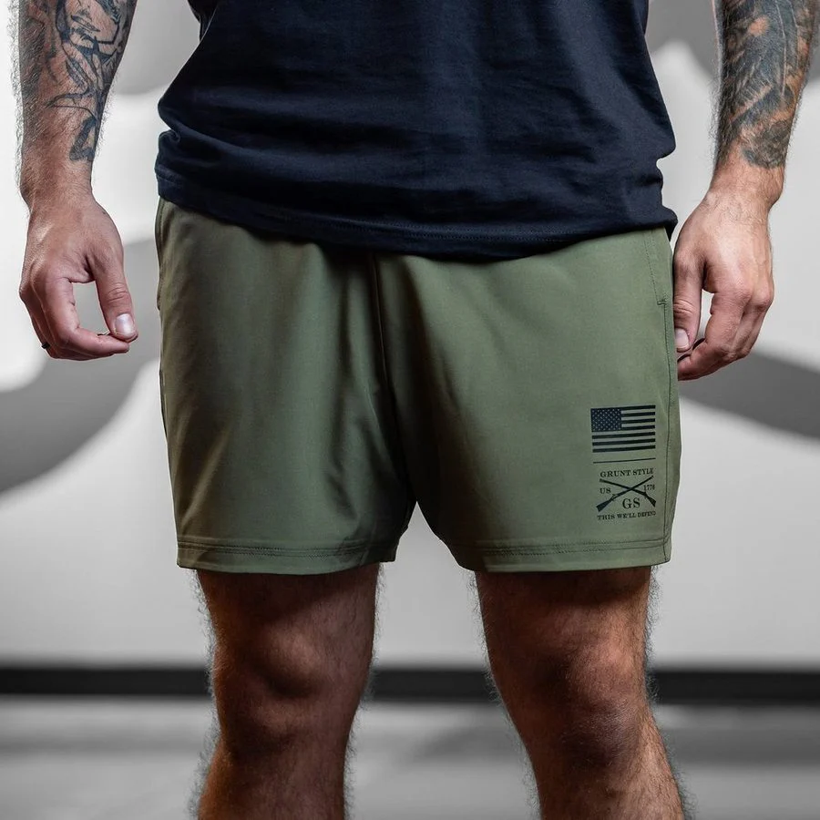 Men's Training Shorts - Military Green - Image 4