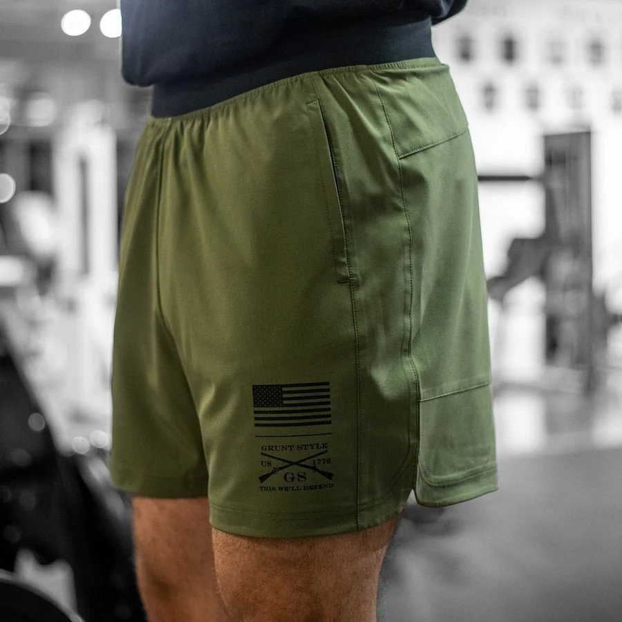 Men's Training Shorts - Military Green - Image 5