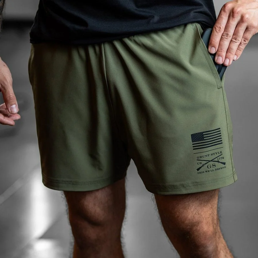 Men's Training Shorts - Military Green - Image 6