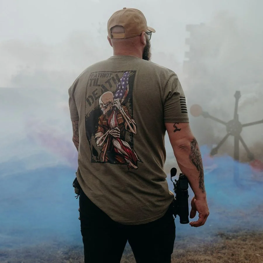 Patriot Til Death T-Shirt - Military Green - Image 3