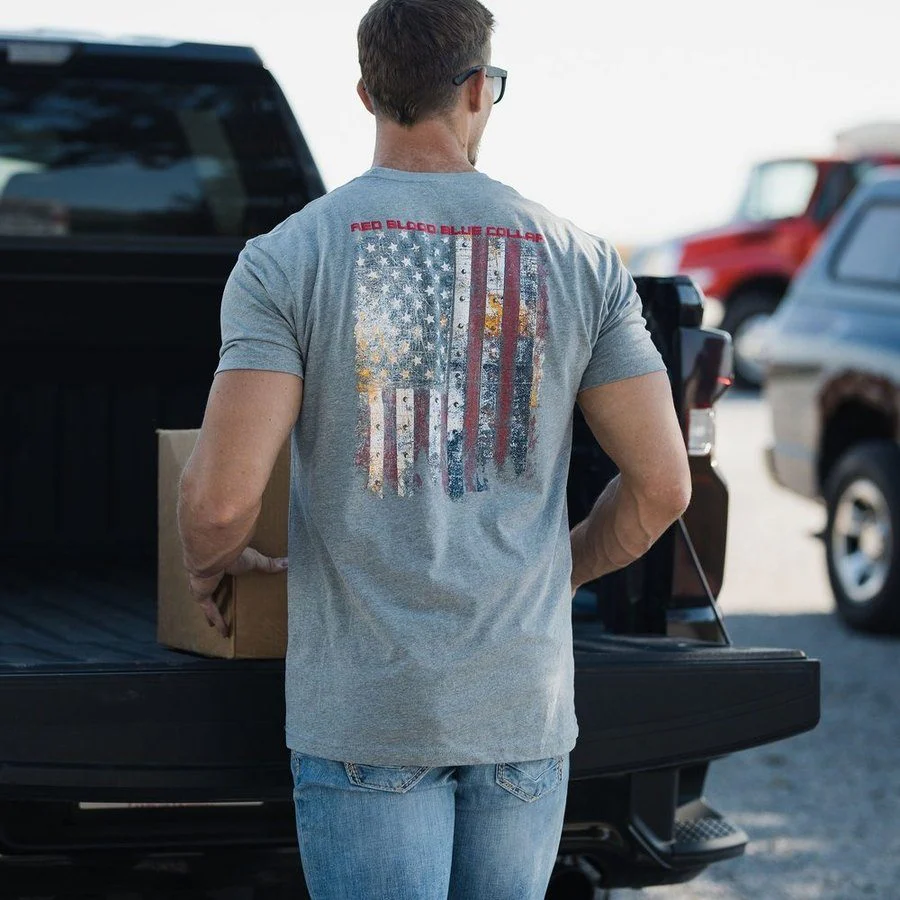 Red Blood Blue Collar® T-Shirt - Dark Heather Gray - Image 5
