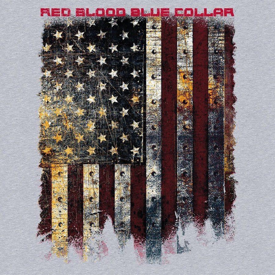 Red Blood Blue Collar® T-Shirt - Dark Heather Gray - Image 7