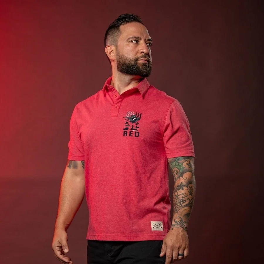 RED Friday Cruiser Polo - Heather Red - Image 3