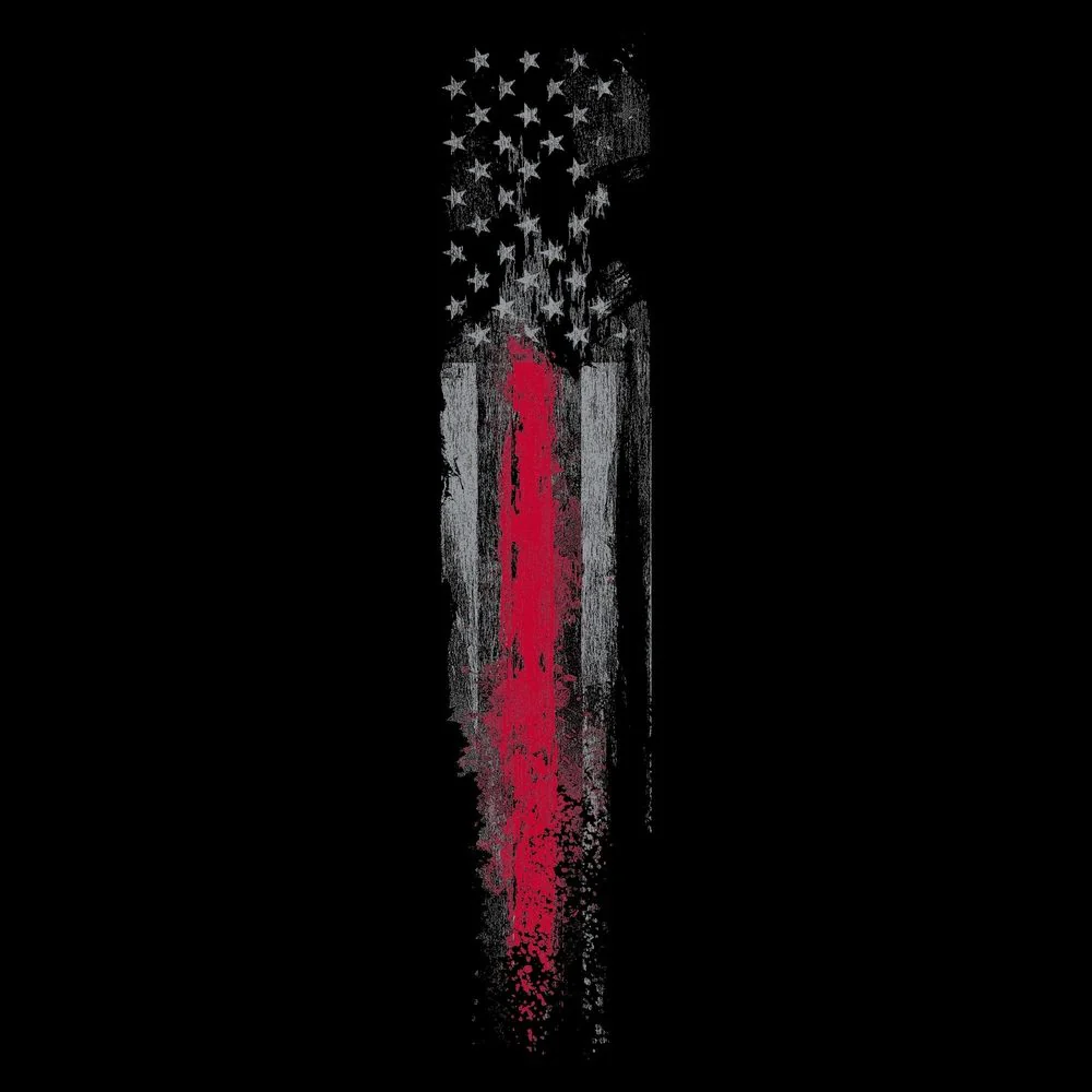 Red Line Flag T-Shirt - Black - Image 3