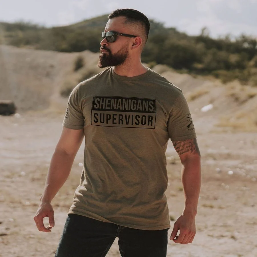 Shenanigans Supervisor T-Shirt - Military Green - Image 2