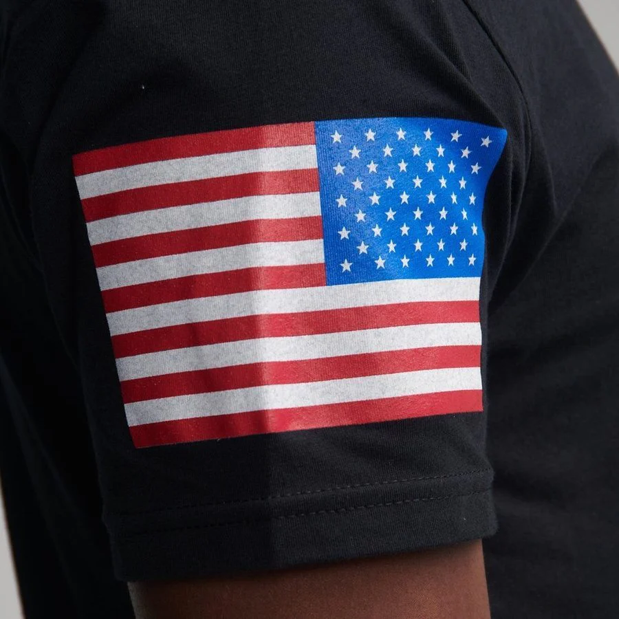 USA Flag Basic T-Shirt - Black - Image 6