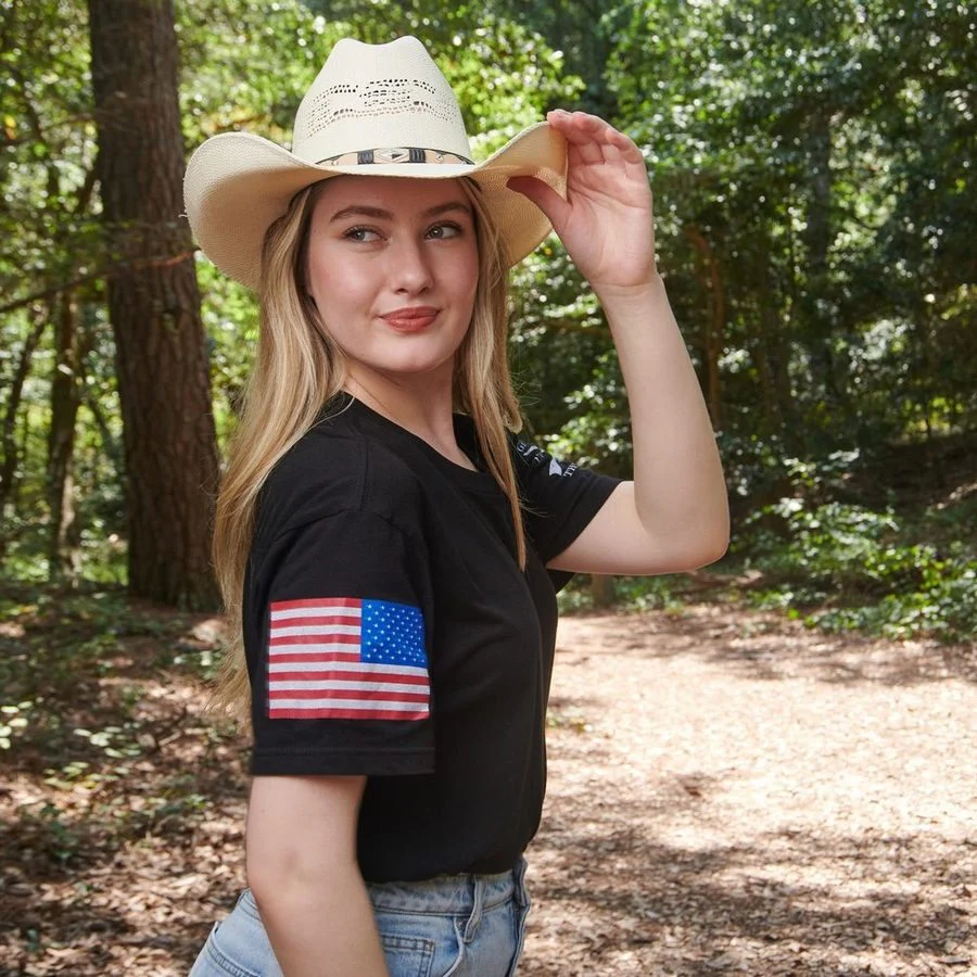 USA Flag Basic T-Shirt - Black - Image 3
