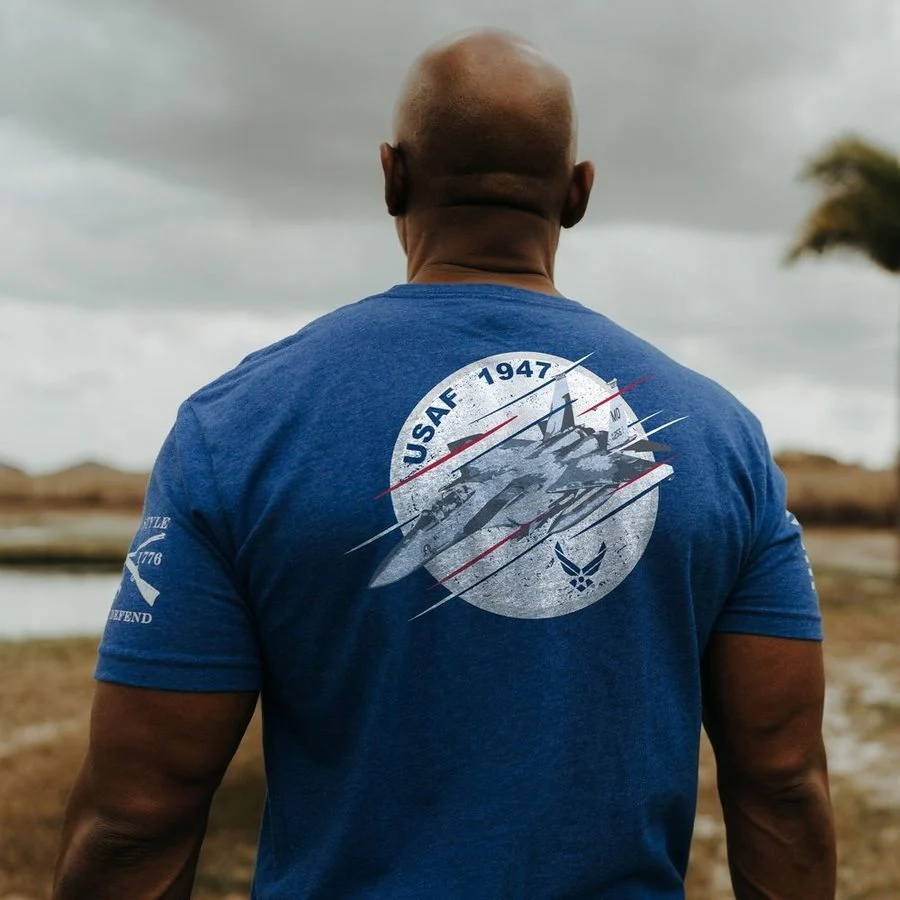USAF - F-15 Fury T-Shirt - Royal - Image 2