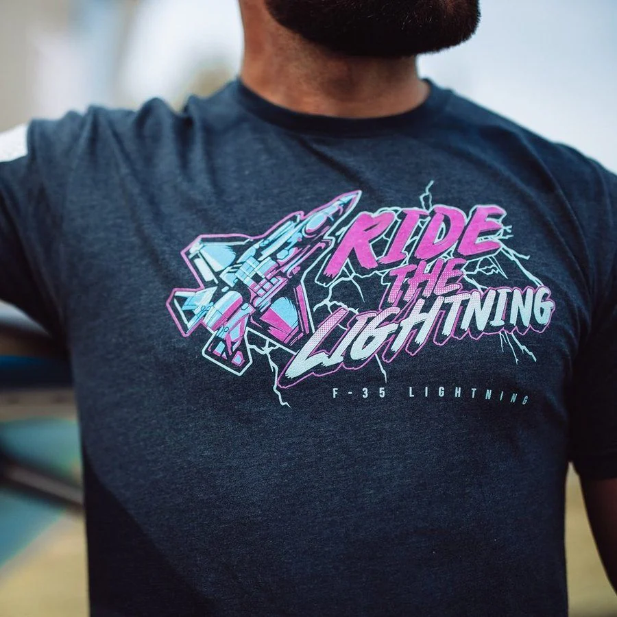 USAF - Ride The Lightning T-Shirt - Midnight Navy - Image 3